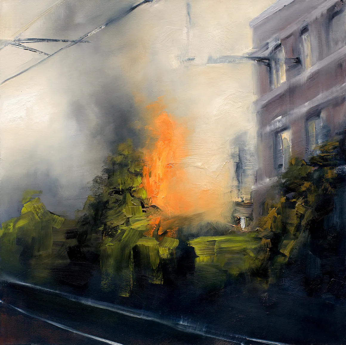 Feuer Brand II, 2007, Öl auf Nessel, 65 cm x 65 cm