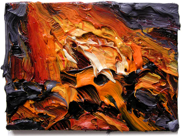 Feuer V, 2005, Öl auf Nessel, 10 cm x 15 cm