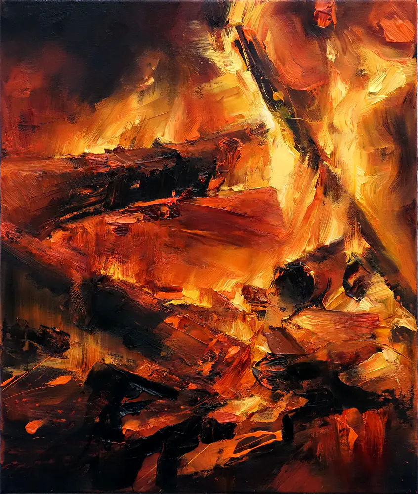 Feuer XXIV, 2018, Öl auf Nessel, 60 cm x 50 cm