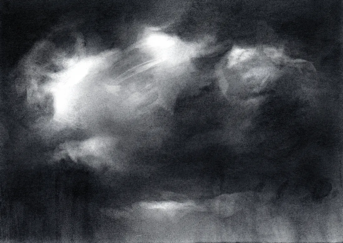 Wolke Graphit/18, 2024, Graphit auf Papier, 10,5 x 14,8 cm