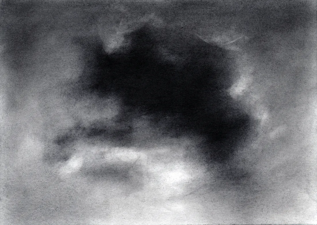 Wolke Graphit/14, 2024, Graphit auf Papier, 10,5 x 14,8 cm