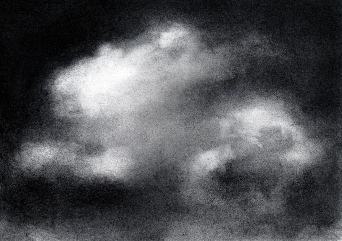 Wolke Graphit/39, 2024, Graphit auf Papier, 10,5 x 14,8 cm