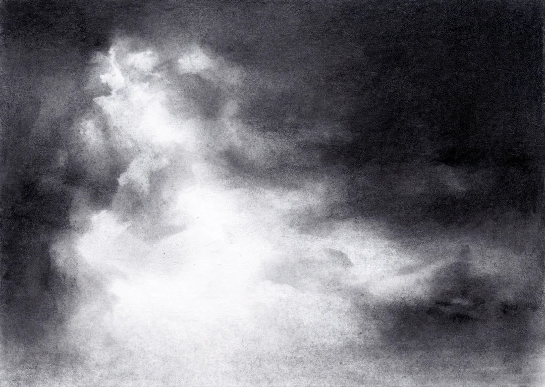 Wolke Graphit/37, 2024, Graphit auf Papier, 10,5 x 14,8 cm