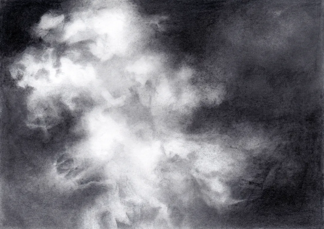 Wolke Graphit/32, 2024, Graphit auf Papier, 10,5 x 14,8 cm