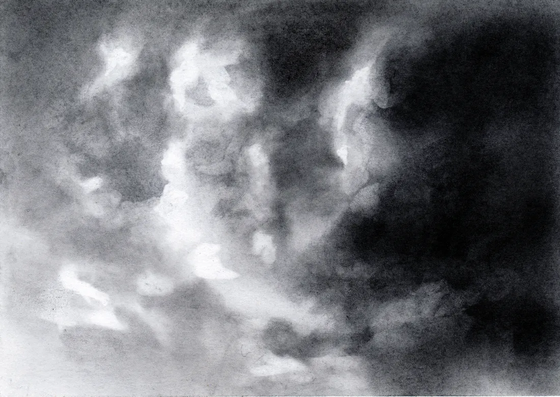 Wolke Graphit/30, 2024, Graphit auf Papier, 10,5 x 14,8 cm