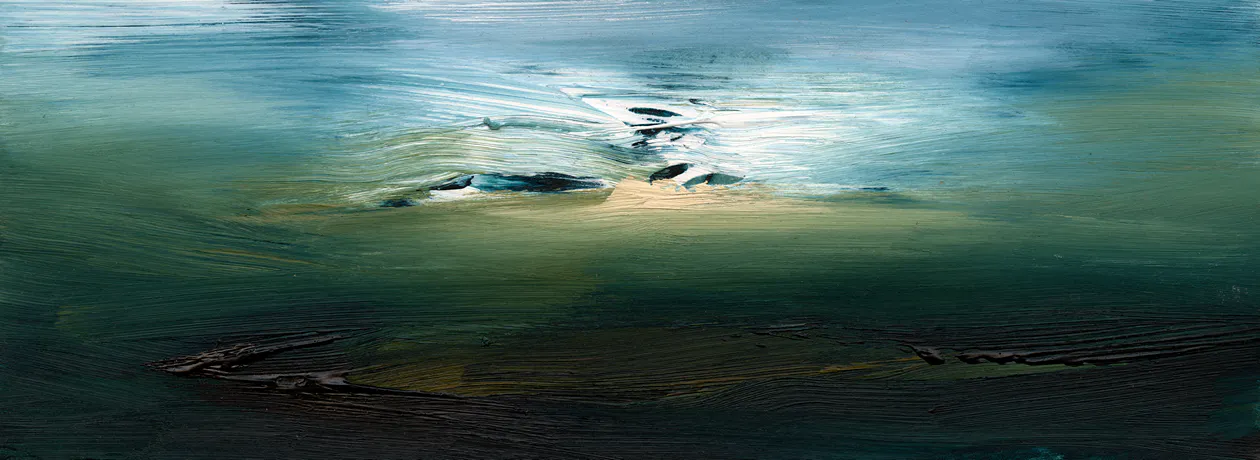 Highlands, 2011, Öl auf Papier (auf MDF), 9 x 25 cm