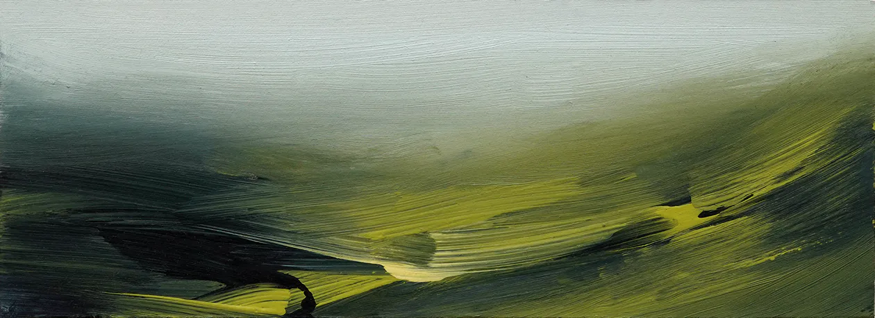 Highlands, 2011, Öl auf Papier (auf MDF), 9 x 25 cm