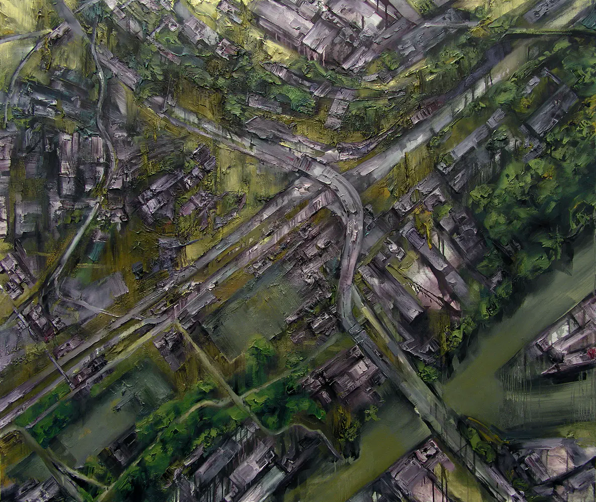 Stadt (B51), 2005, Öl auf Nessel, 160 x 190 cm
