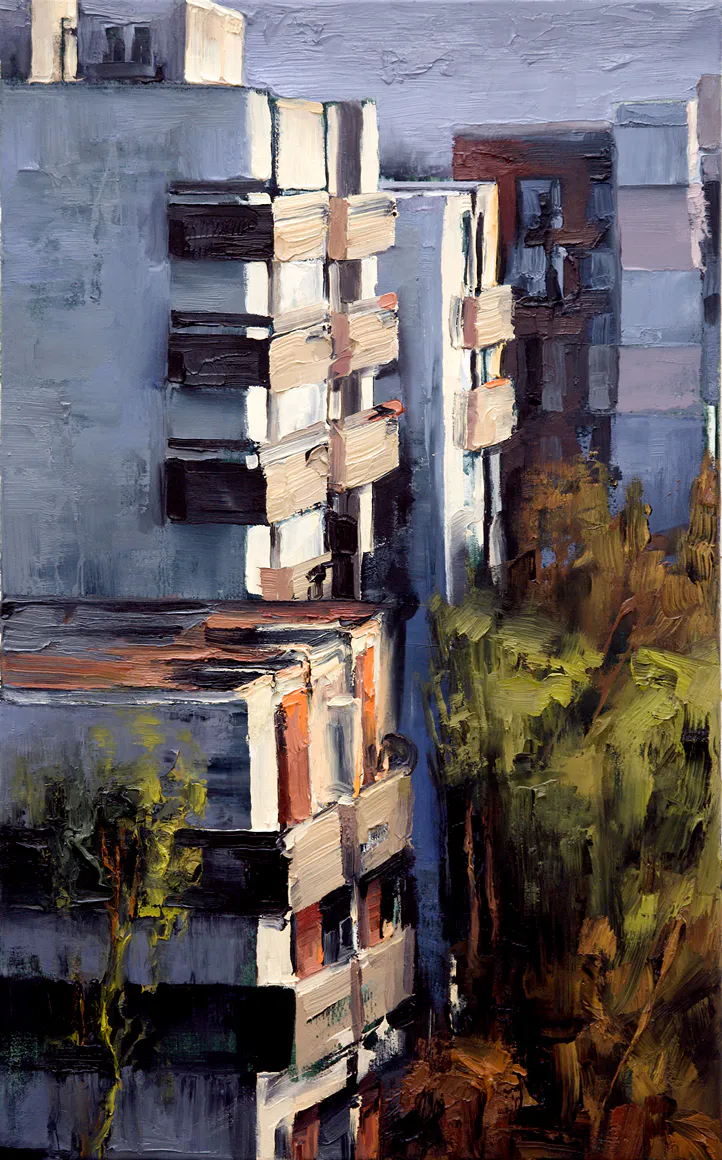 Stadtansicht XVIII, 2011, Öl auf Nessel, 80 x 50 cm