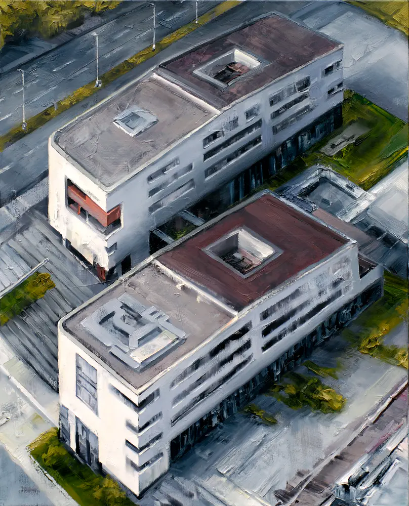 Stadtansicht XVI, 2010, Öl auf Nessel, 125 x 100 cm